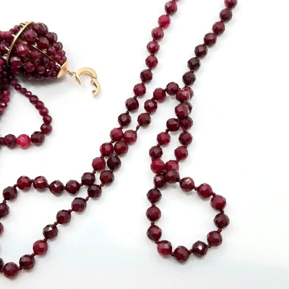 Kendra Scott Sylvia Long Beaded Necklace With Tassel In Maroon Jade Gold-Tone - Picture 8 of 10